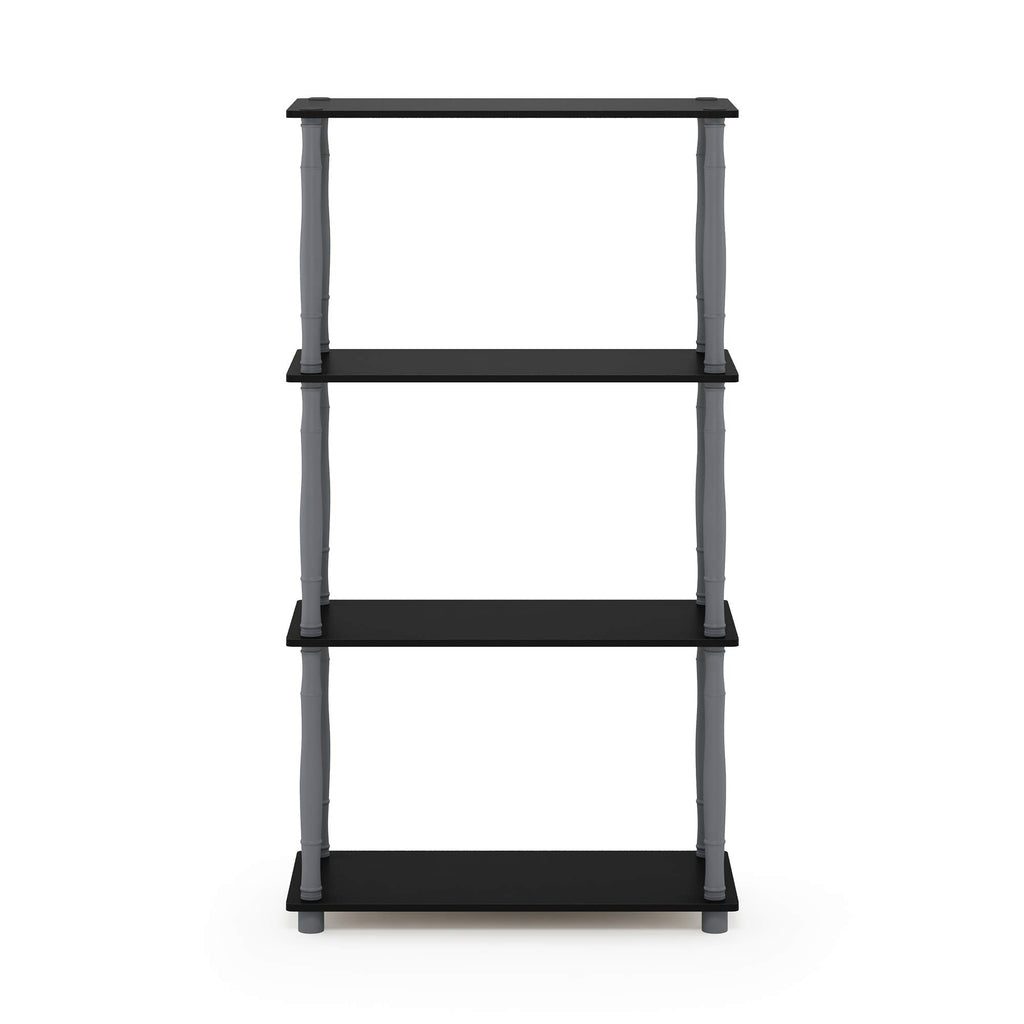 Furinno Turn-N-Tube 4-Tier Multipurpose Shelf Display Rack, Classic Tubes, Black/Grey