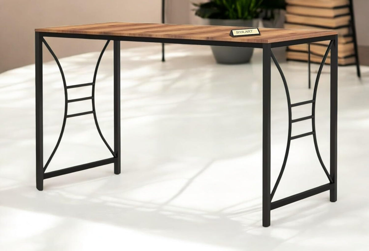 Siya Art Wooden Top Iron Frame 4 Seater Dining Table For Living Room & Home Iron Furniture Dining Room Furniture Set (Natural Fi