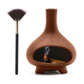 Palo Santo Holder Handmade Ceramics Incense Burner Chimney Dish Smudge Bowl for Palo Santo Sticks Sage Bundles with Brush(Brown)