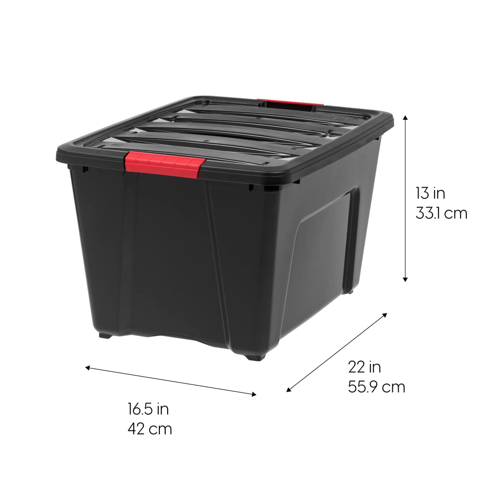 Iris Usa 54 Qt Stackable Plastic Storage Bins With Lids, 4 Pack - Bpa-Free, Made In Usa - Garage Organizing Solution, Latches, D