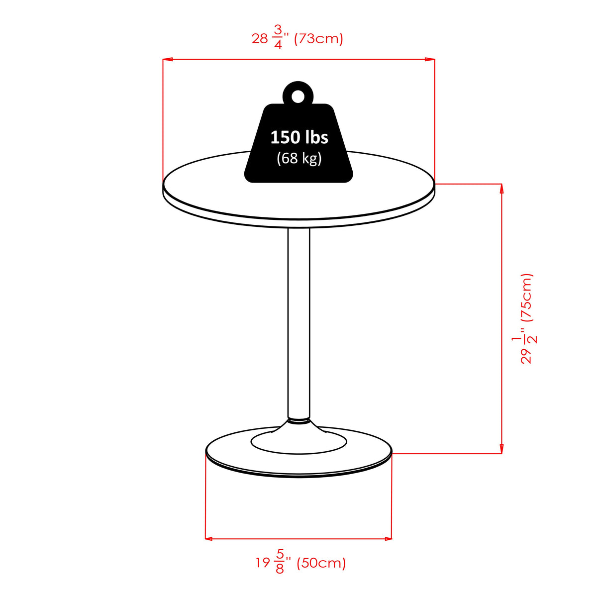 Winsome Spectrum 29 1/2-inch x 28.74-inch x 28.74-inch MDF Round Dining Table, Black (93729)