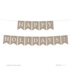 Andaz Press Hanging Bunting Pennant Party Banner with String, Printed Burlap, Happy Holidays!, 5-Feet, 1-Set, Includes String