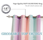 Yancorp Curtains For Girls Bedroom Kids Curtain Hollow-Out Star Window Nursery Curtain 96 Inches Length Room Darkening Grommet 2 Layers (Green Pink Purple, W52 X L96)