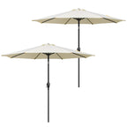Simple Deluxe 2 Pack 9Ft Outdoor Patio Umbrella Table Market Umbrella With Push Button Tilt And Crank, 8 Sturdy Ribs, Uv Protection Waterproof For Garden, Lawn, Deck, Backyard, Pool, Creamy White