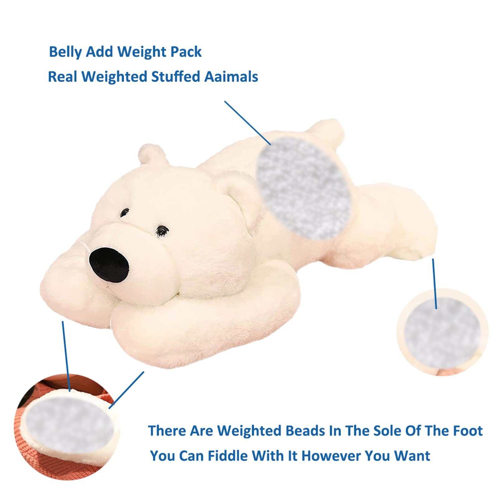 Doireum Weighted Polar Bear Stuffed Animal Plush Toy 11.8 inch White