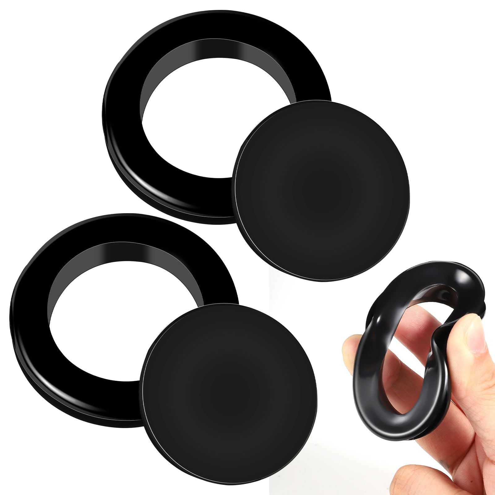 2 Pieces Silicone Patio Table Umbrella Hole Ring Plug And Cap Set For Outdoors Patio Garden Table Deck Yard, 2Inch(Black)