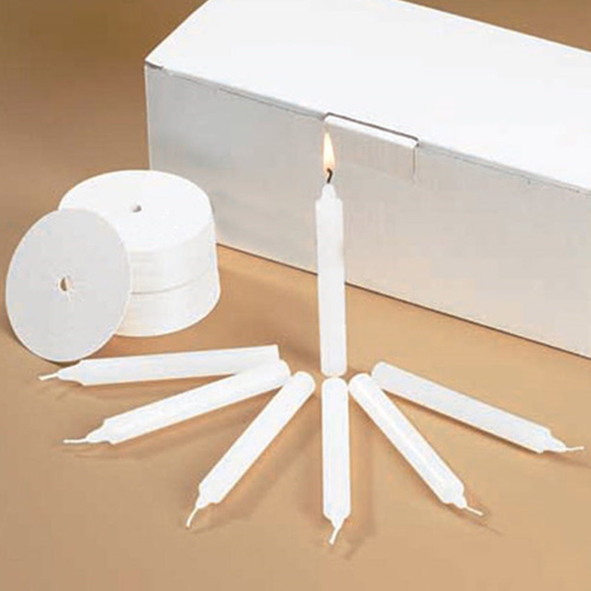 Church Service Ceremony Vigil Devotional Unscented 1/2 x 4 1/4 White Candle with Drip Protector - 50 per Box