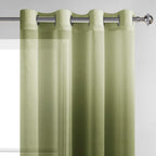 Dwcn Faux Linen Ombre Sheer Curtains - Gradient Semi Voile Drapes Bedroom And Living Room Curtains, Set Of 2 Grommet Top Window