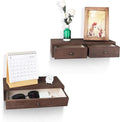 W00YNEX Floating Shelves with Drawers: Wood Wall Shelves/Cabinets for Storage and Exhibition; Doubles as a Bedside or Nightstand
