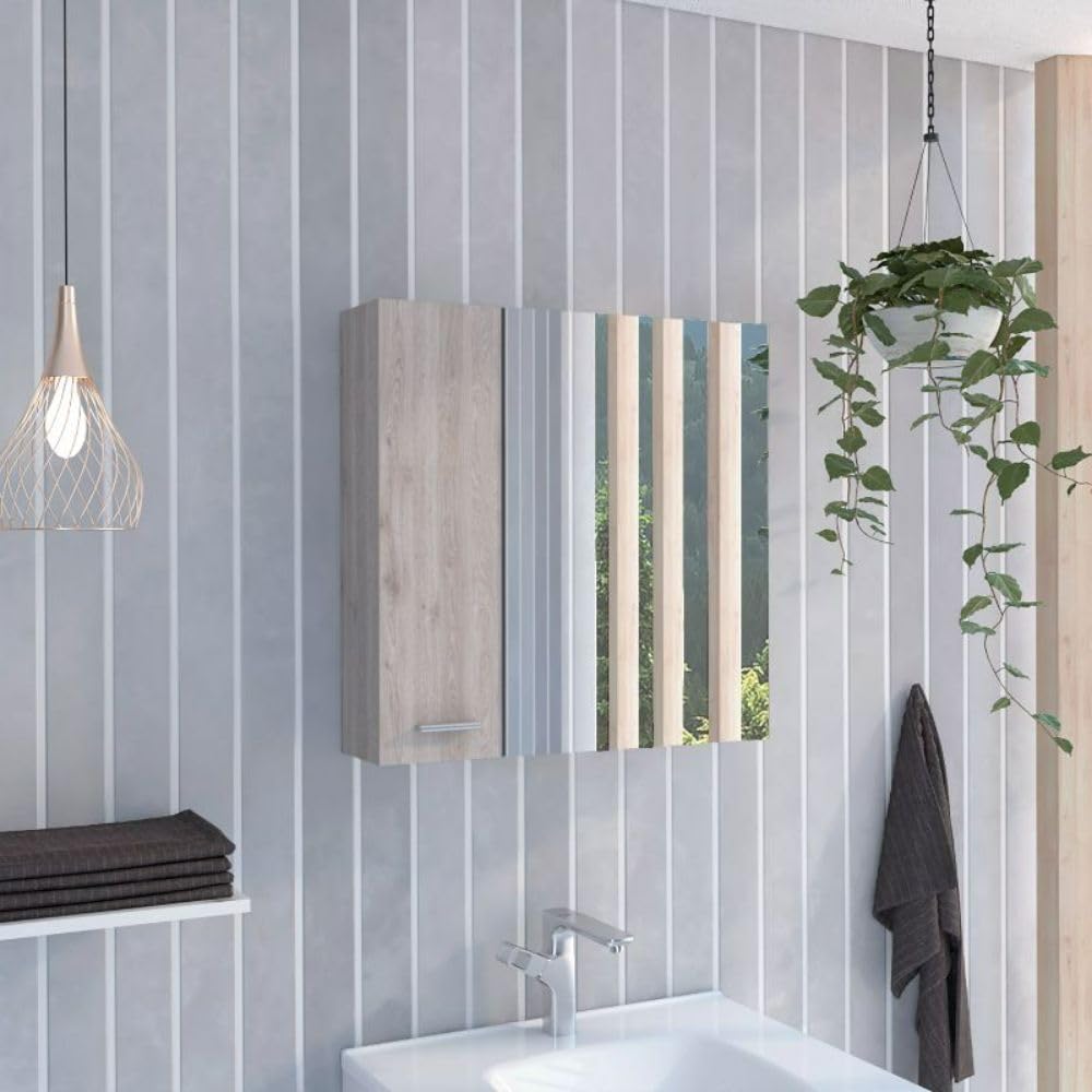 Medicine Cabinet Prague, Four Internal Shelves, Single Door - Light Gray