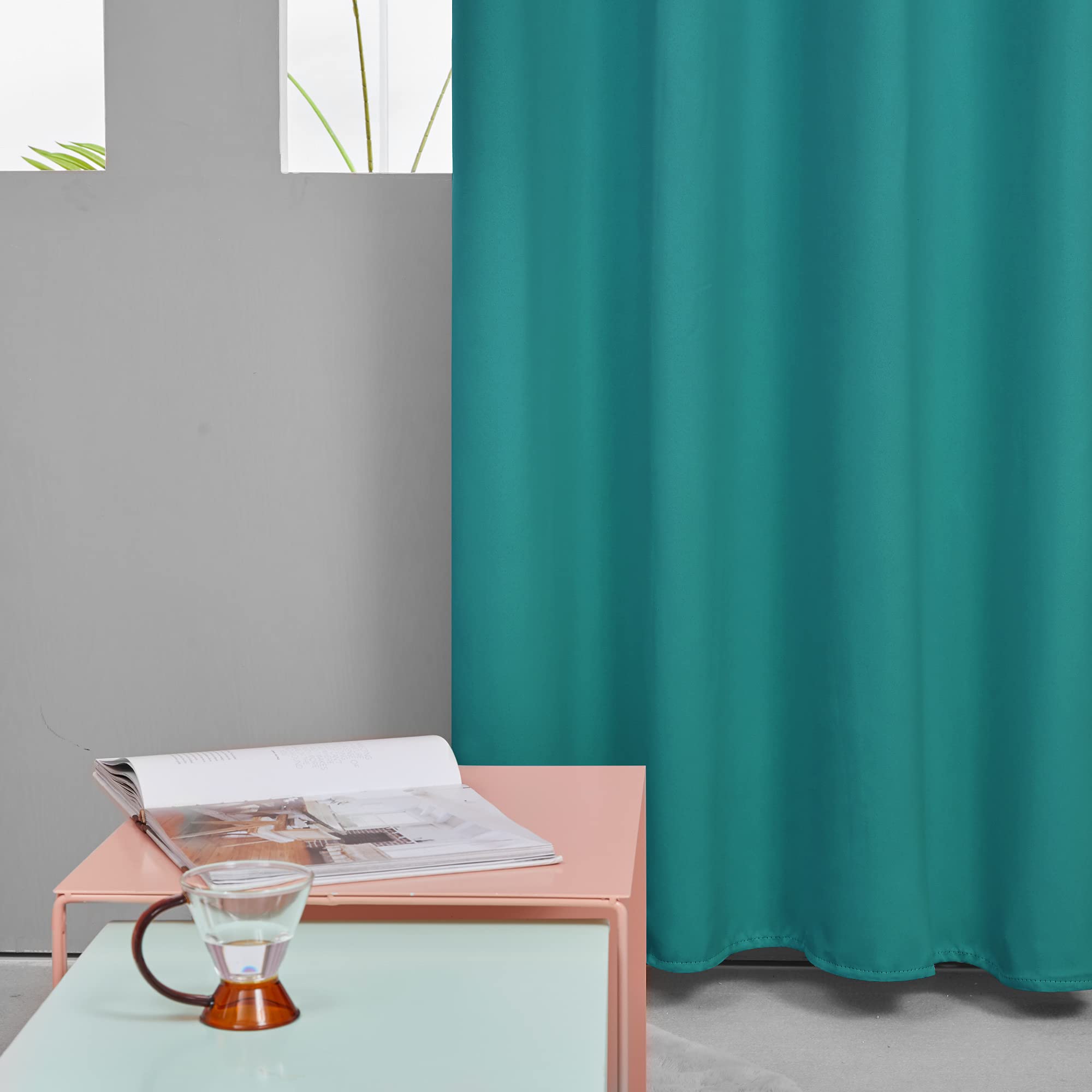 Deconovo Thermal Insulated Blackout Curtains Room Darkening & Energy Saving Solid Grommet Top Curtain Panels For Home Decor Bedroom Windows 2 Panels, Turquoise, 42Wx45L In