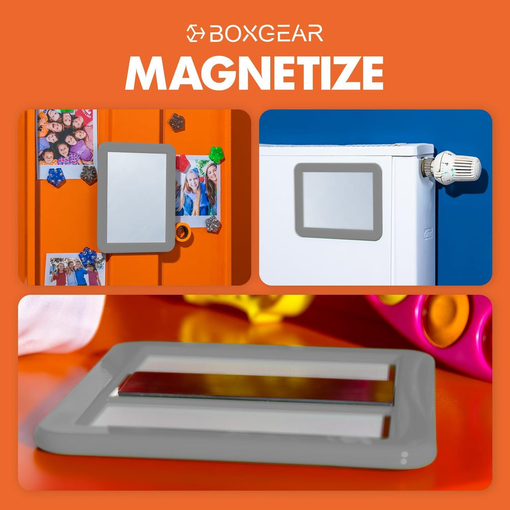 Boxgear Magnetic Locker Mirror - 5' X 7'- For School Locker, Bathroom, Household Refrigerator, Locker Accessory, Workshop Tool
