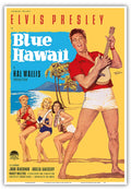 Elvis Presley in Blue Hawaii - Vintage Film Movie Poster by Rolf Goetze c.1961 - Master Art Print (Unframed) 13in x 19in