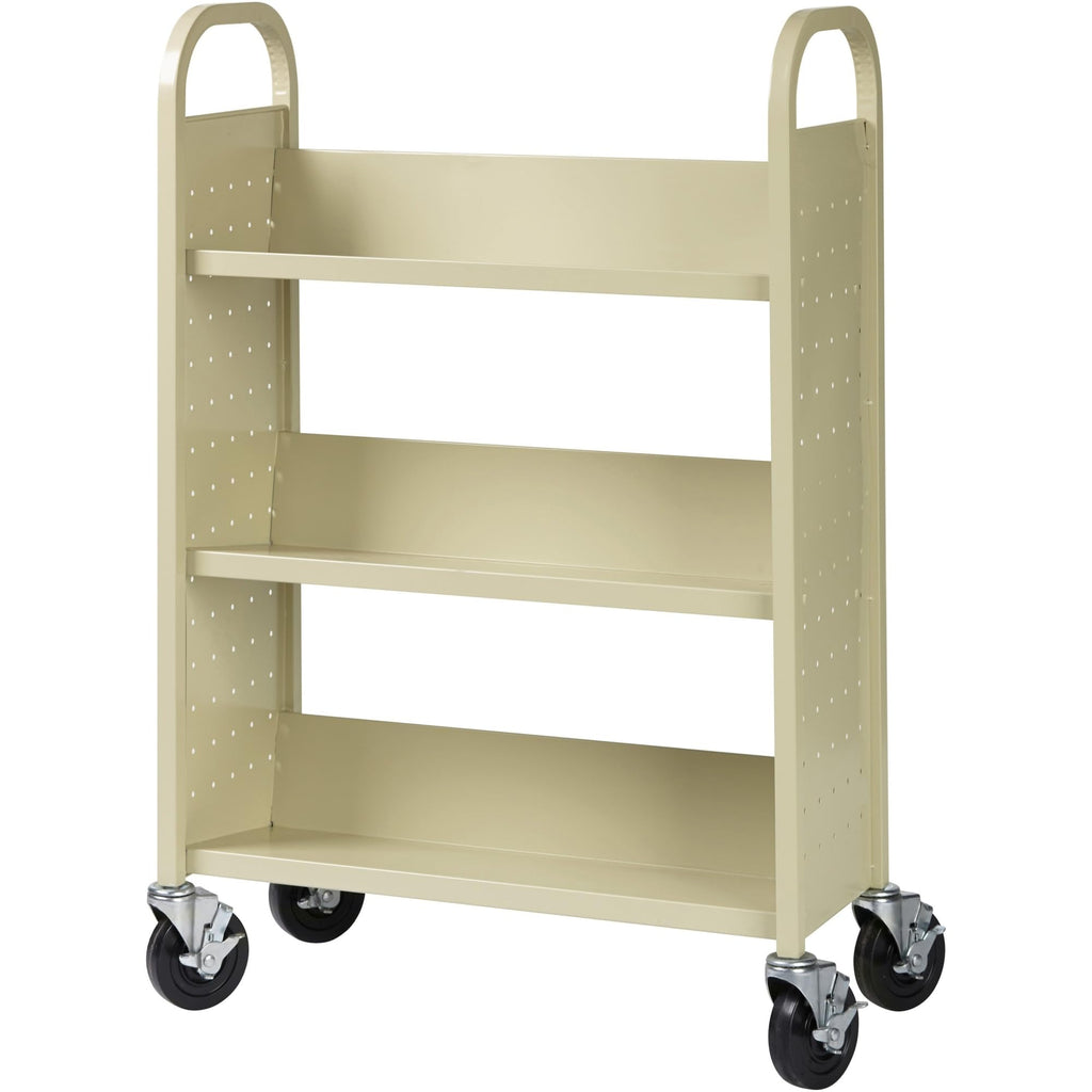 Lorell Single-Sided Book Cart, Putty