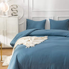 Clothknow Grayish Blue Comforter Set Full 3Pcs Dusry Blue Bedding Comforter Sets Blue Comforter Soft Lake Blue Full Size Comfort