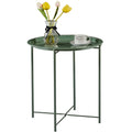 Vecelo Side/End Table, Folding Round Metal Anti-Rust And Waterproof Outdoor Or Indoor Tray For Living Room Bedroom Balcony And Office, 1 Pcs, Dark Green