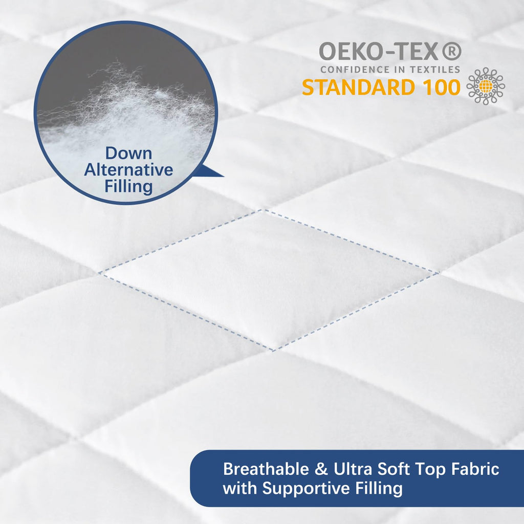 Moonsea Split Top King Mattress Pad Protector, Waterproof, Terry Surface, for Adjustable Beds, 34" Split from Head