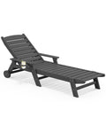 Serwall Patio Chaise Lounge Chair, 78'' Long Hdpe Outdoor Lounge Chair 5 Positions Adjustable Outdoor Lounger, Poly Lounge Chair With Rolling Wheels & Cup Holder For Pool, Slate Gray