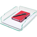 Lorell Single Stacking Letter Tray, Clear/Green