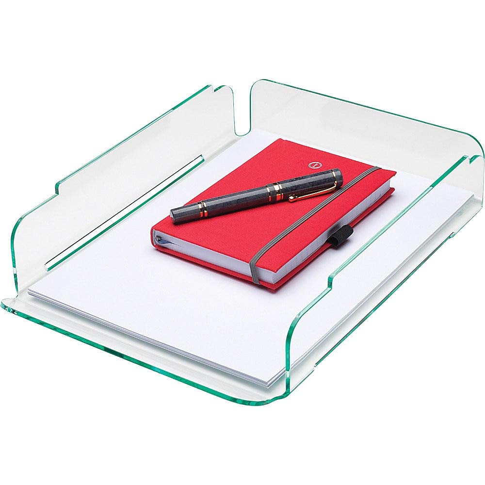 Lorell Single Stacking Letter Tray, Clear/Green