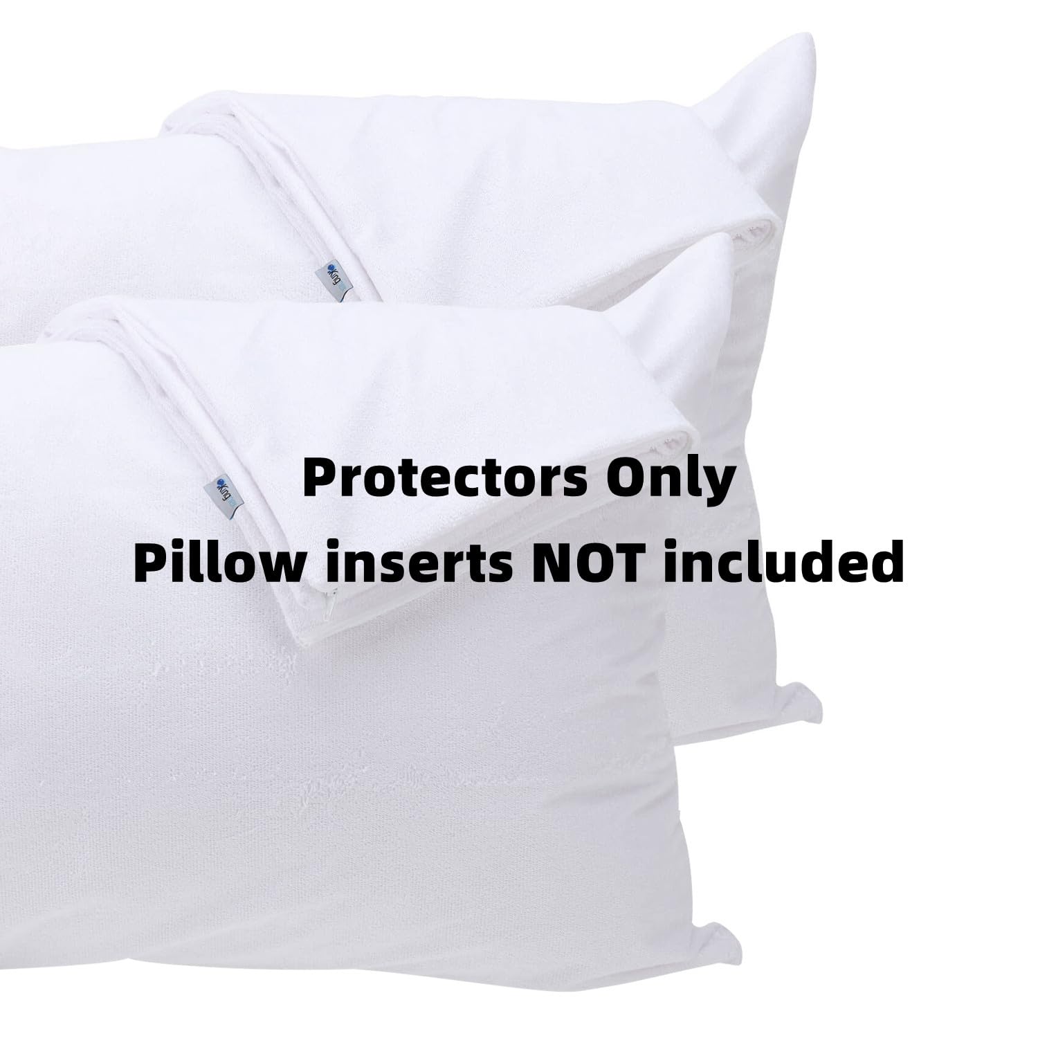 Kingnex 4 Pack Feather Proof Pillow Protectors With Zipper Standard Size - Waterproof - Down Proof - Bamboo Viscose Terry Surfac