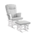 Angel Line Monterey Glider & Ottoman, White Finish - Grey Chevron Cushion