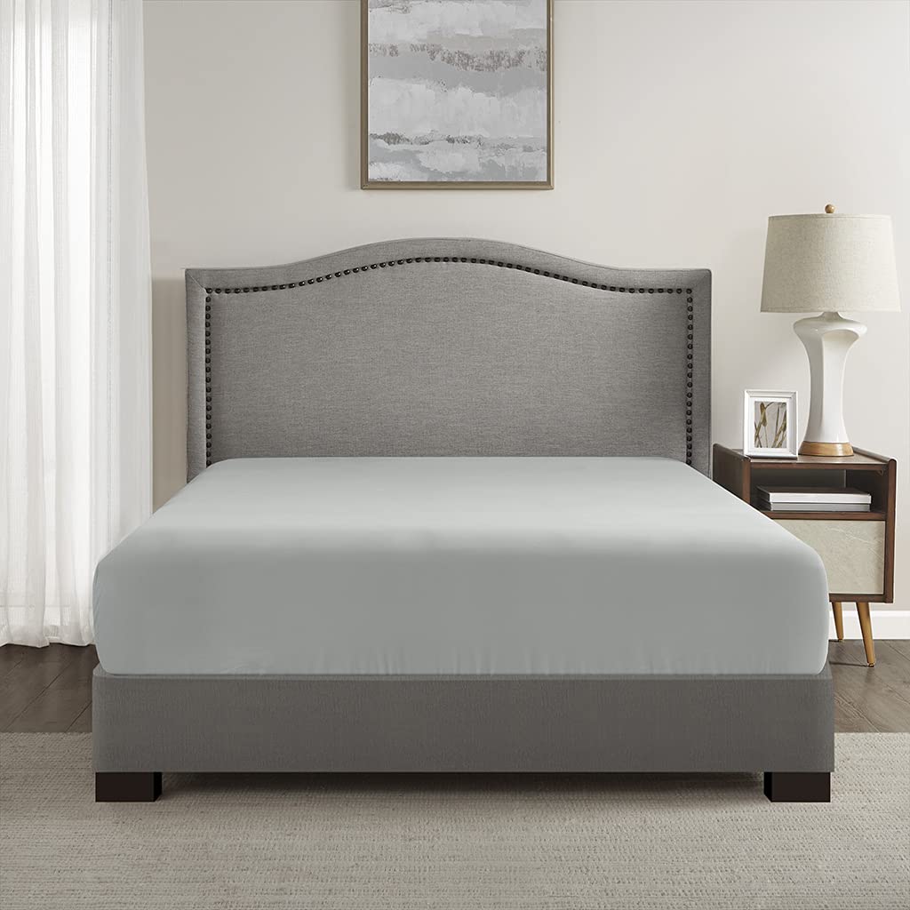 Comfort Spaces Coolmax Moisture Wicking Fitted Sheet Only Super Soft, Fade Resistant, All Elastic Deep Pocket Fits Up To 16' Mattress - Warm Weather Cooling Sheets For Night Sweats, Twin Xl, Grey