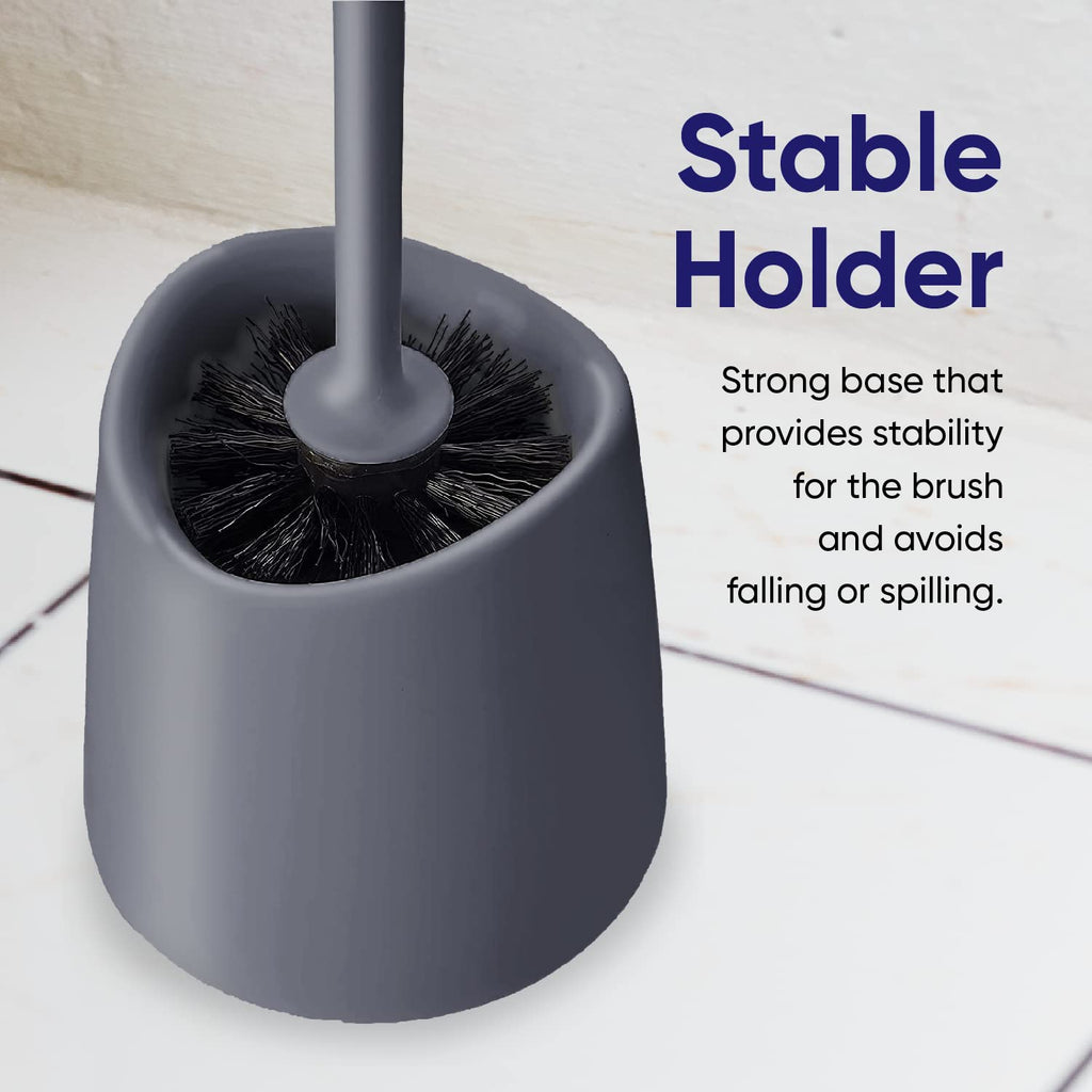 Toilet Brush Cleaner And Holder Grey Toilet Bowl Cleaner Brush With Scrubbing Wand, Brush And Storage Caddy For Easy Bathroom Cl