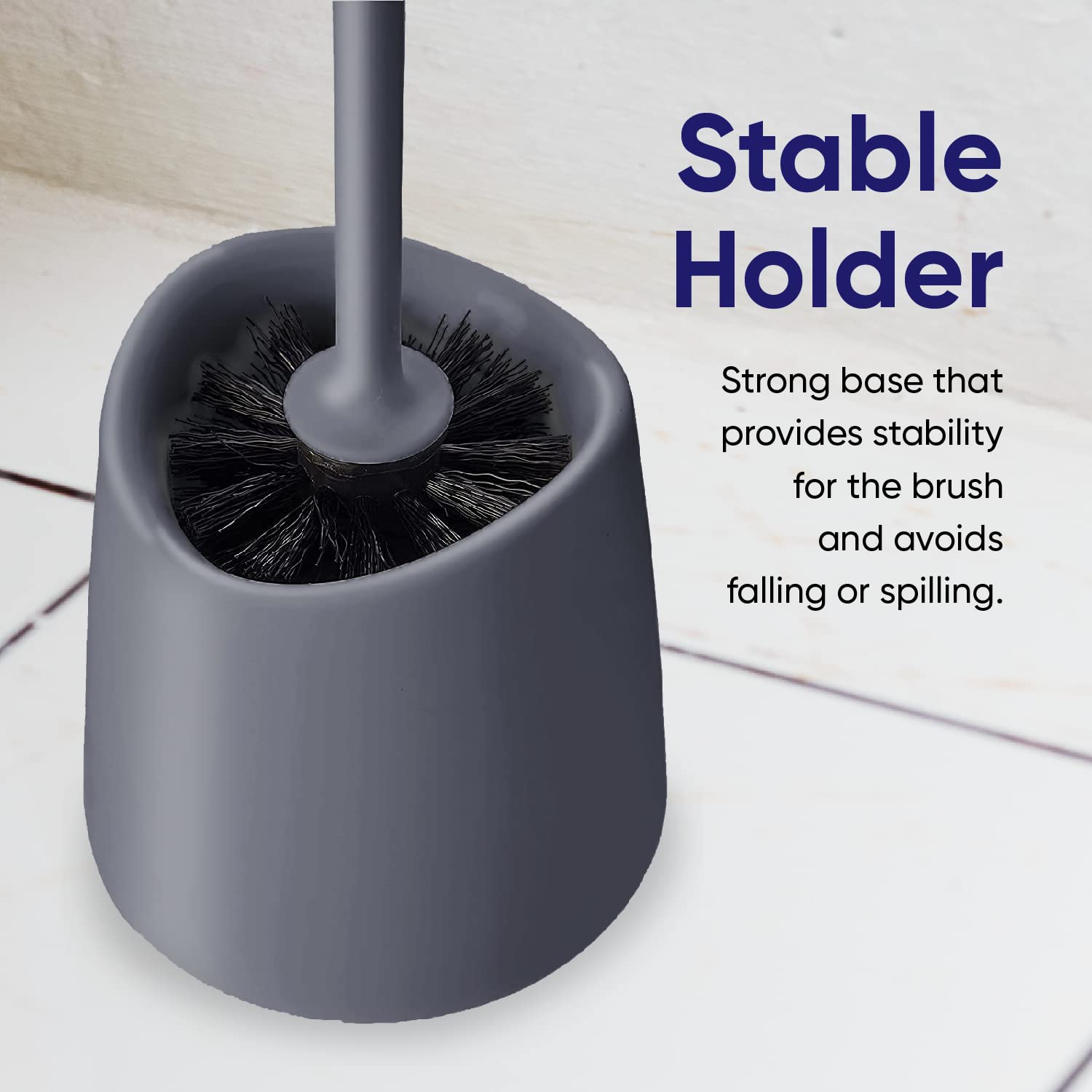 Toilet Brush Cleaner And Holder Grey Toilet Bowl Cleaner Brush With Scrubbing Wand, Brush And Storage Caddy For Easy Bathroom Cl