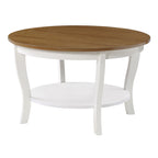 Convenience Concepts American Heritage Round Coffee Table With Shelf, Driftwood/White