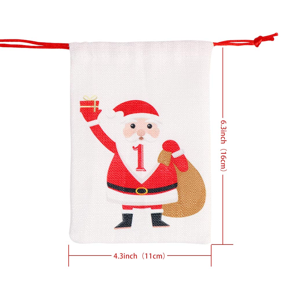 Ourwarm Christmas Advent Calendar 2024 Decorations, 24 Days Dimity Burlap Gift Bags Favors For Christms Toys Home Decor (6.3' X
