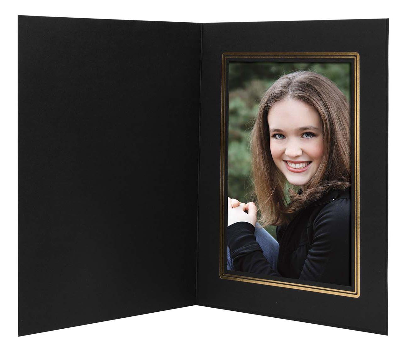 5x7 Black/Gold Cardboard Photo Folder - 100 Pack