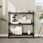vidaXL Black Bookcase 3-Tier, Industrial Style Engineered Wood and Metal Frame for Home or Office, Easy to Assemble and Clean - 31.5"x11.8"x33.9"