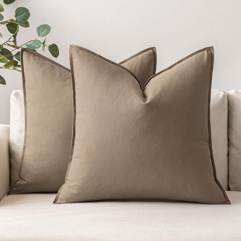 Miulee Pack Of 2 Coco Brown Pillow Covers 26X26 Inch Decorative Couch Throw Pillow Covers Spring Linen Cushion Covers Set Modern Farmhouse Home Decor For Sofa Living Room Bed