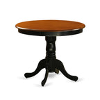 East West Furniture ANTI3-BLK-LC 3 Piece Dining Room Furniture Set Contains a Round Dining Table with Pedestal and 2 Faux Leather Upholstered Chairs, 36x36 Inch, Black & Cherry