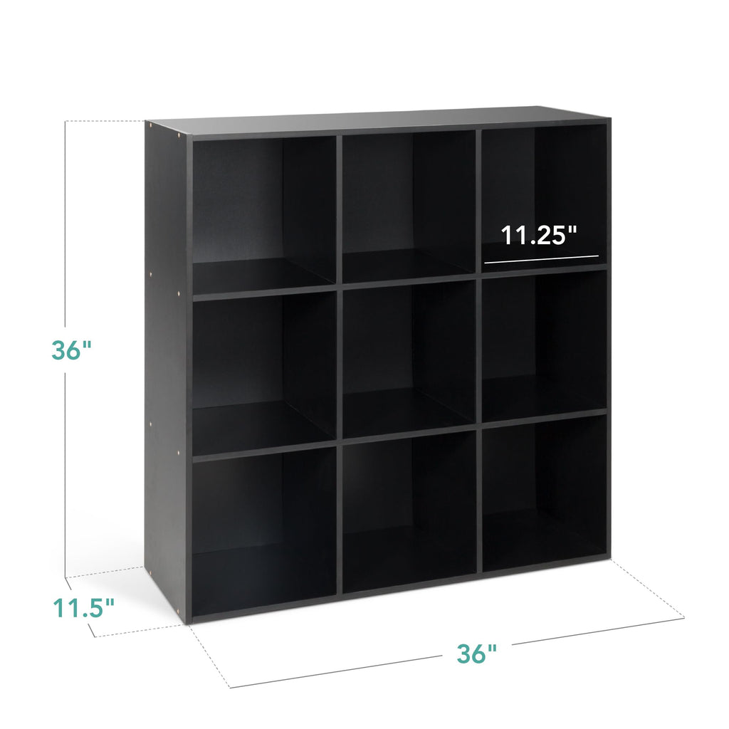 Best Choice Products 9-Cube Storage Organizer, 11In Shelf Opening, Bookcase, Display Shelf, Customizable W/ 3 Removable Back Panels - Black