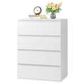 Fotosok 4 Drawer Dresser, White Dresser Modern Storage Chest Of Drawers 23.6L X 15.7W X 31.5H In, White Dresser Storage Cabinet With 4 Drawers For Home Office, White