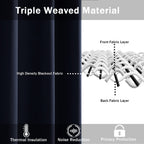 Jiuzhen Navy Blackout Curtains With Tiebacks-Thermal Insulated, Light Blocking/Noise Reducing Grommet Curtain Drapes For Bedroom/Living Room, Set Of 2 Window Curtain Panels, 52 X 84 Inch Length