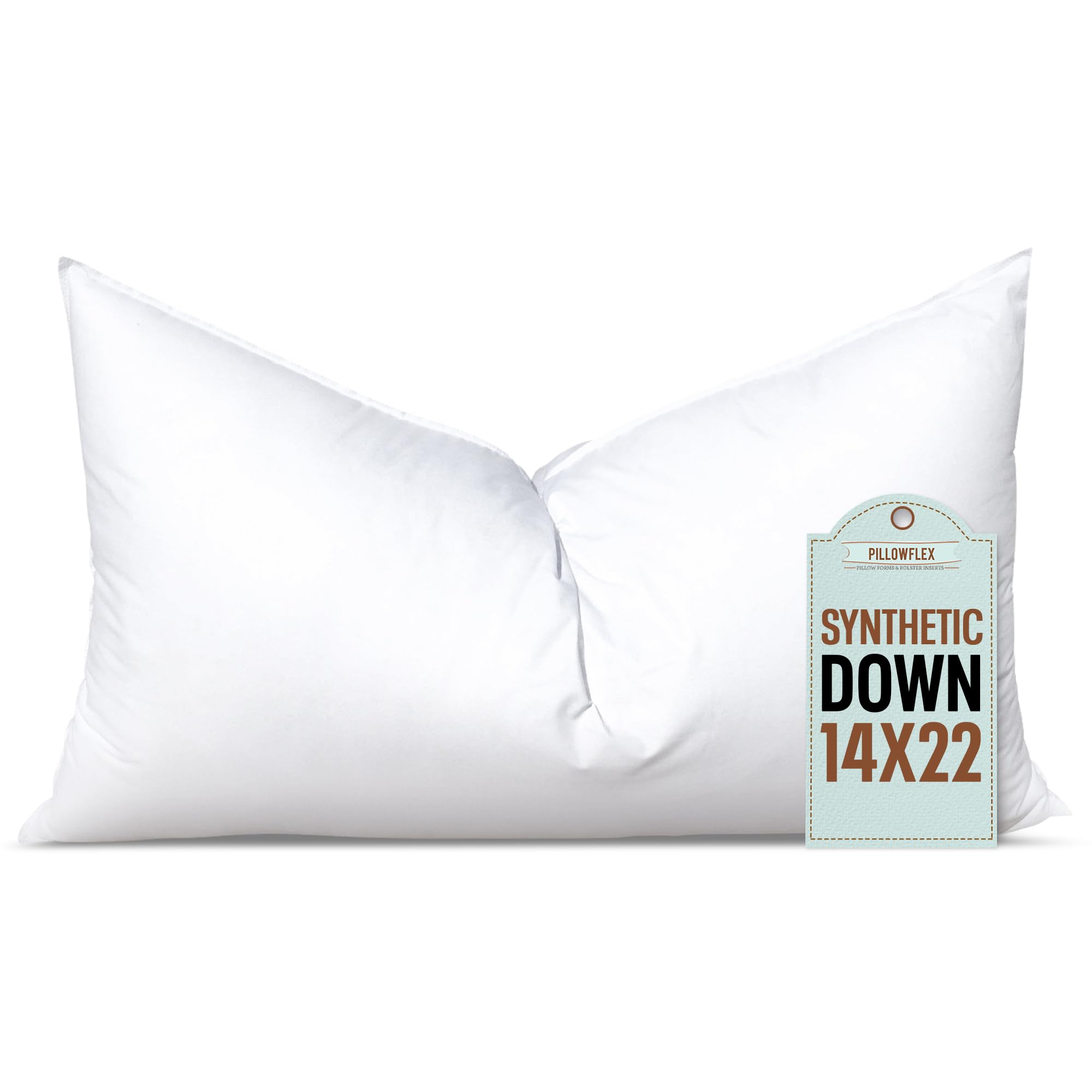 Pillowflex Synthetic Down Pillow Insert - 14X22 Down Alternative Pillow, Ultra Soft, Small Rectangle, Lumbar, Travel, Neck, Slee