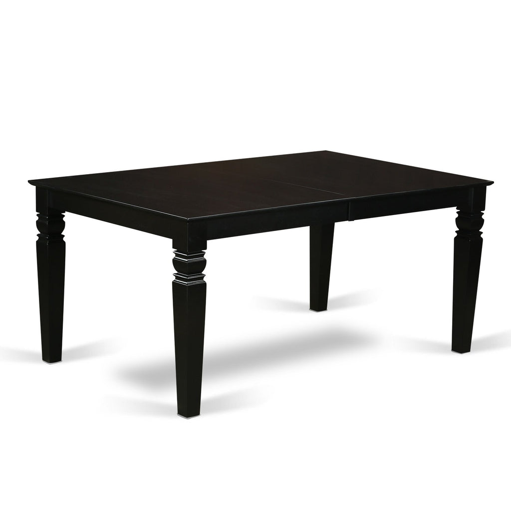 East West Furniture LGNI9-BLK-C 9 Piece Dining Room Furniture Set Includes a Rectangle Kitchen Table with Butterfly Leaf and 8 Linen Fabric Upholstered Chairs, 42x84 Inch, Black