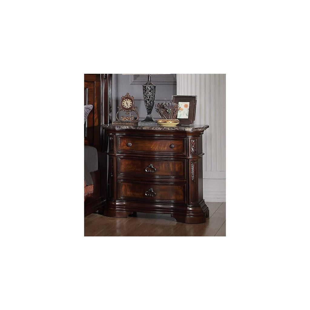 Best Master Furniture Bathory B1003WN Walnut Solid Wood 3-Drawer Nightstand 32" W x 18" D