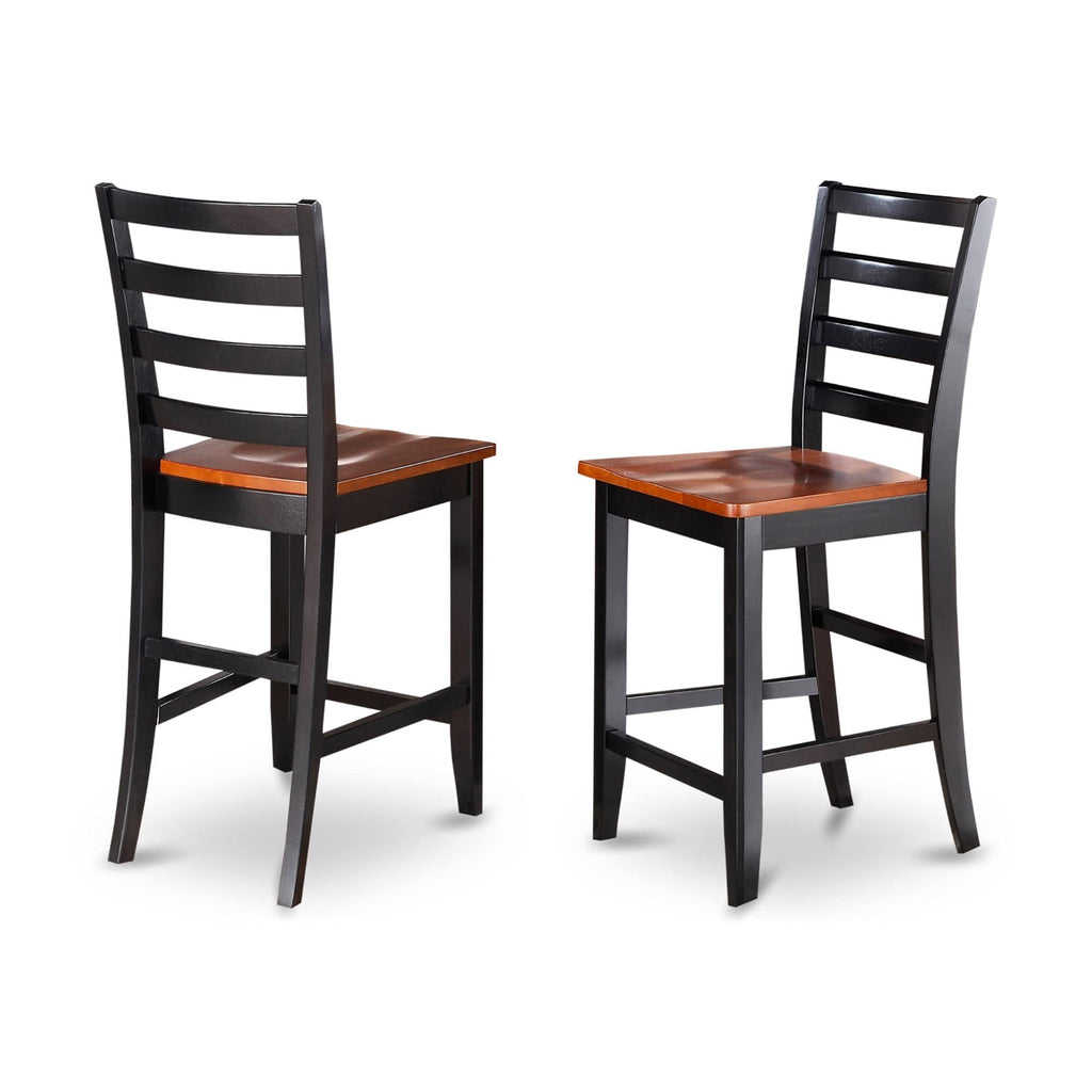East West Furniture PBFA5-BLK-W 5 Piece Kitchen Counter Height Dining Table Set Includes a Square Pub Table and 4 Dining Room Chairs, 36x36 Inch, Black & Cherry