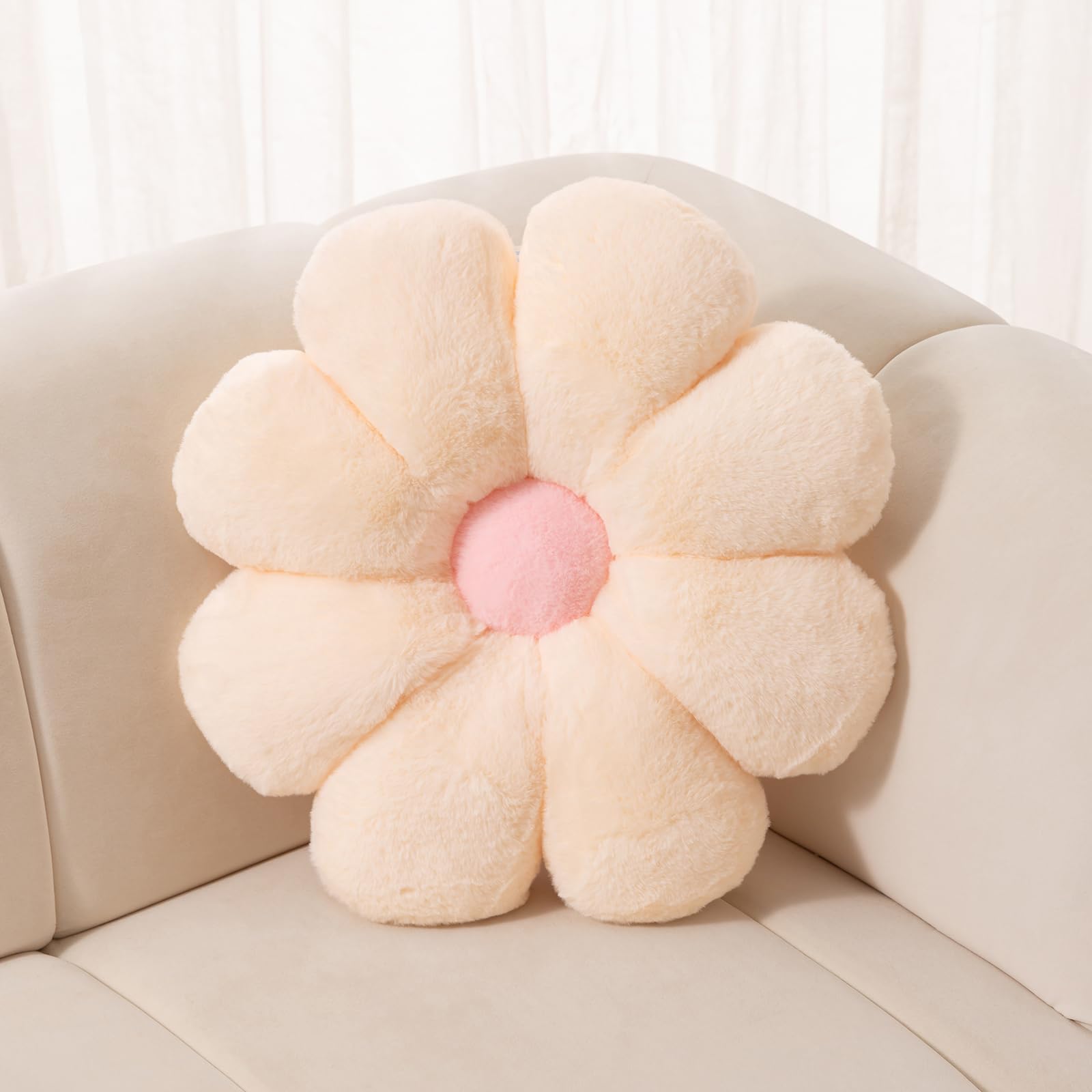 Fionout Flower Pillow Decorative Throw Pillows Soft Daisy Pillow 17.7In Flower Plush Pillow Floor Seating Custion For Reading Pi