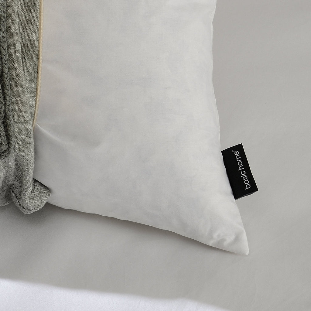 Basic Home 16X26 Oblong Feather & Down Pillow Insert, 100% Cotton Fabric, Set Of 2, White