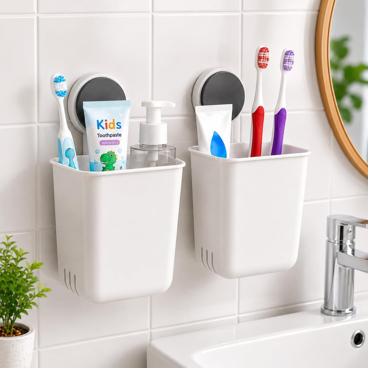 NESTR Plastic Tooth Brush Holder for Bathroom (Pack of 2)