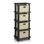 Furinno Laci 4-Bins System Rack, 11.3(W) X 28.8(H) Inch, Espresso/Black