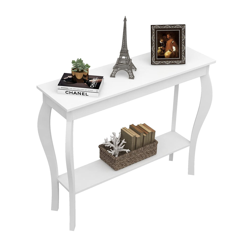 Choochoo Narrow Console Table, Chic Accent Sofa Table, Entryway Table, White