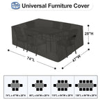 Outdoorlines Outdoor Waterproof Patio Table Furniture Set Covers - Rectangle Couch Sectional Cover Outside Weatherproof Patio Furniture Covering For Deck, Lawn And Backyard 74'L X 47'W X 28'H, Black