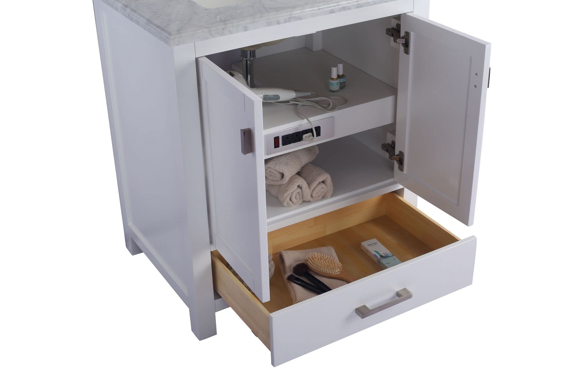 Laviva Wilson 30 - White Cabinet White Stripes Marble Countertop
