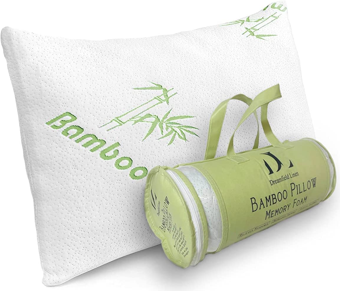 Memory Foam Bamboo Pillows King 20'' x 36'' [Adjustable] for Sleeping - Cool & Breathable Cover with Zipper Rayon Derived from B